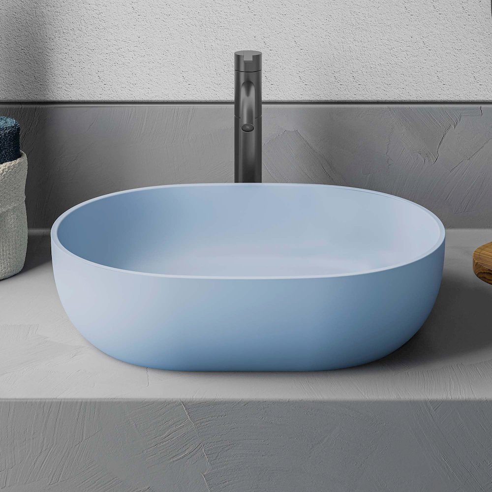 19-inch Pacific Blue epiStone Solid Surface Modern Bathroom Vessel Sink. Picture 2