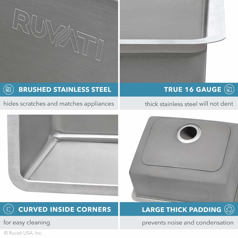 27-inch Undermount Kitchen Sink 16 Gauge Stainless Steel Single Bowl - RVM5927. Picture 8