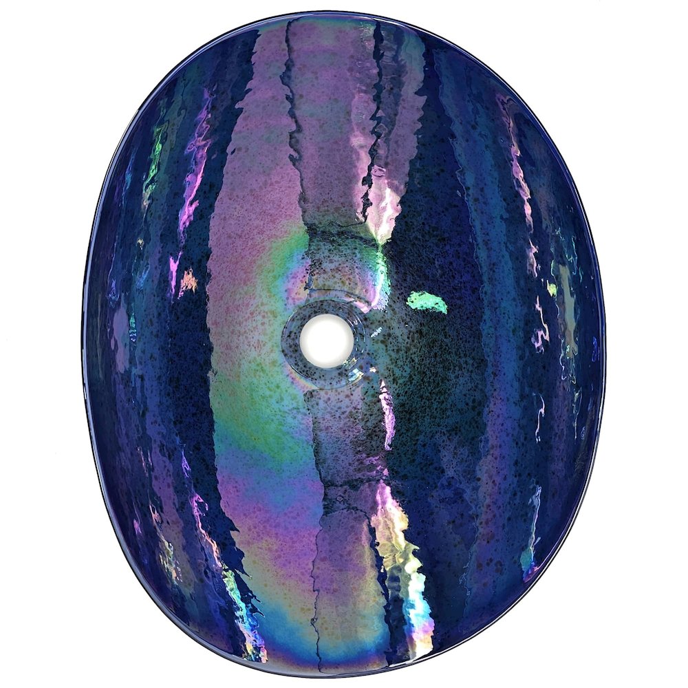 19 inch  Murano Glass Art Vessel Seashell Decorative Pattern Bathroom sink. Picture 2