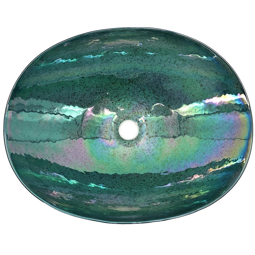 19 inch Murano Glass Art Vessel Seashell Decorative Pattern Bathroom Sink. Picture 2