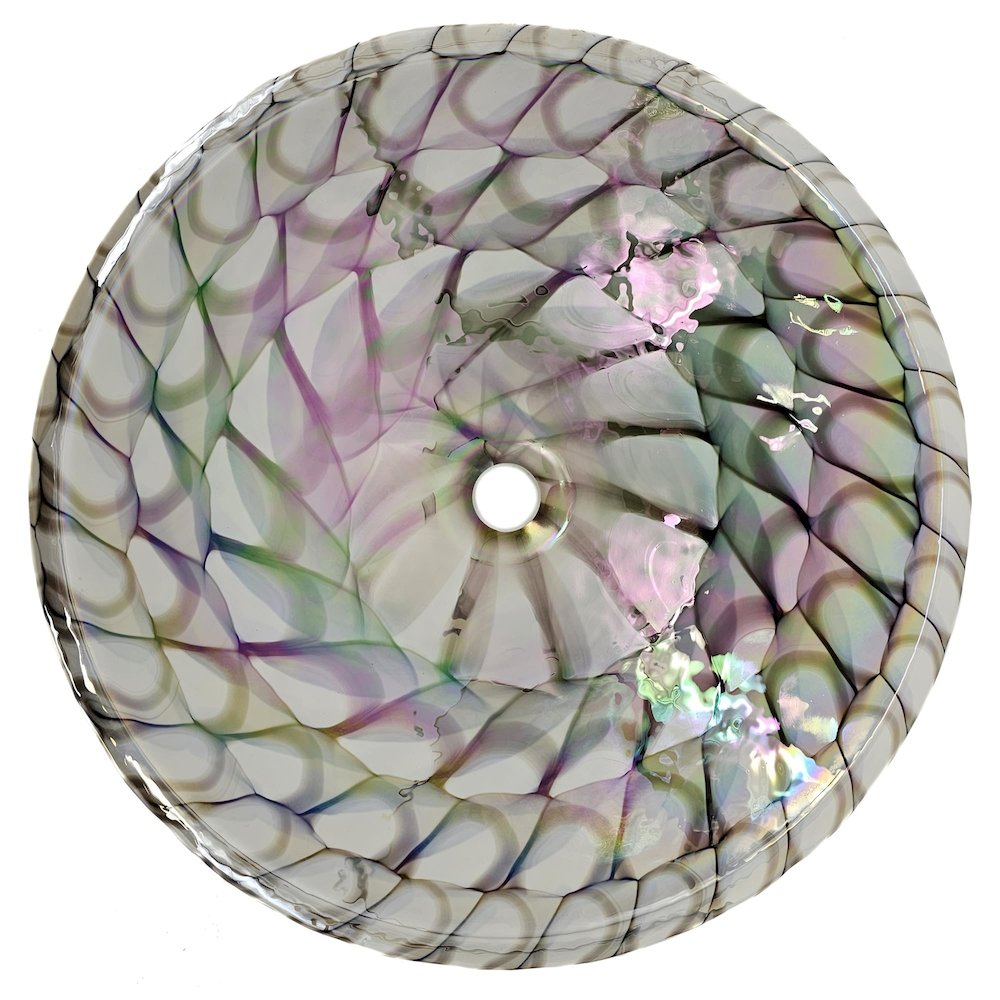 20 inch Murano Glass Art Drop In Round Decorative Pattern Bathroom Sink. Picture 2