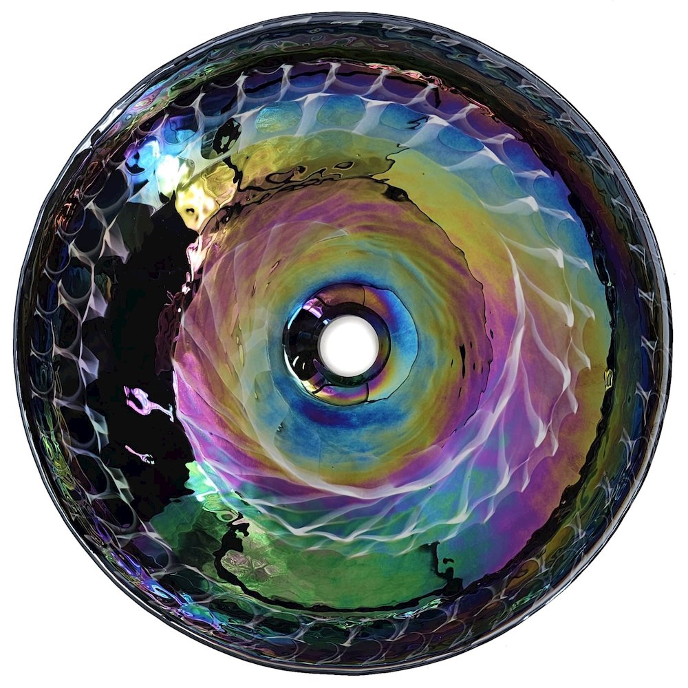 16 inch Murano Glass Art Vessel Circle Decorative Pattern Bathroom Sink. Picture 3