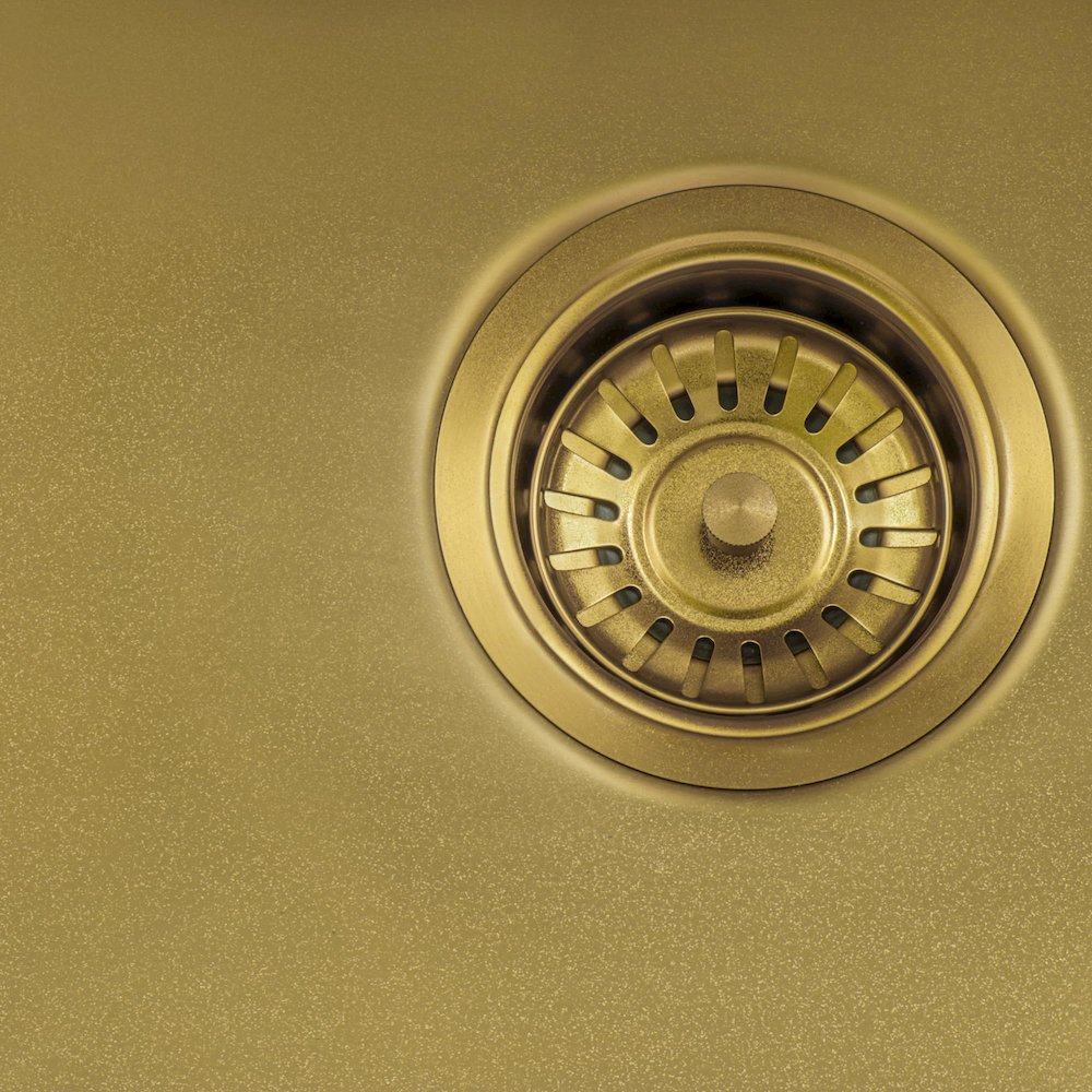 15 inch Polished Brass Matte Gold Stainless Steel Topmount Sink Single Bowl. Picture 5