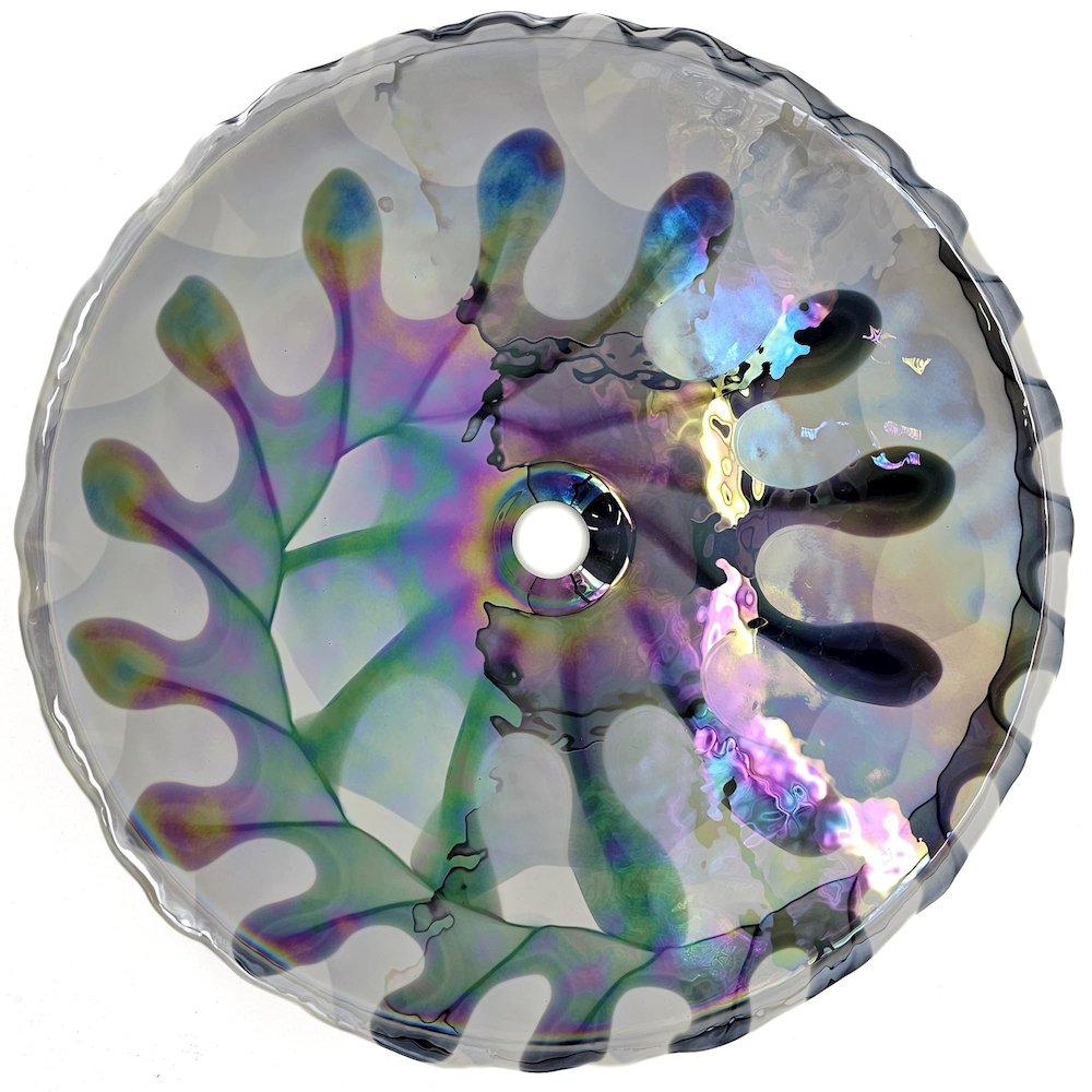 20 inch Murano Glass Art Drop In Round Decorative Pattern Bathroom Sink. Picture 2