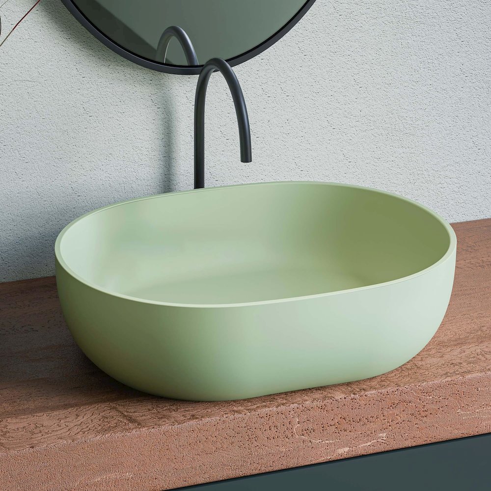 19-inch Avocado Lime Green epiStone Solid Surface Bathroom Vessel Sink. Picture 2