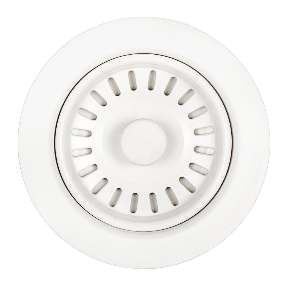Ruvati Kitchen Sink Basket Strainer Drain Assembly Matte White. Picture 1