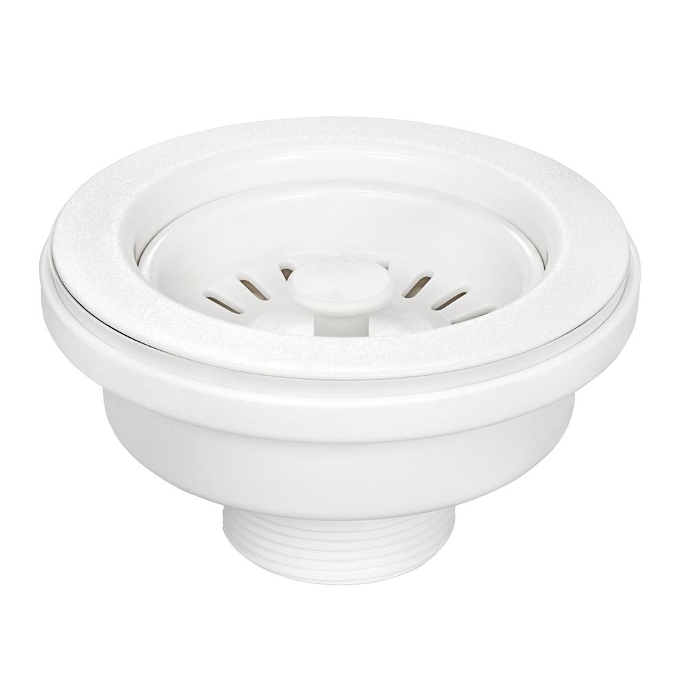 Ruvati Kitchen Sink Basket Strainer Drain Assembly Matte White. Picture 4