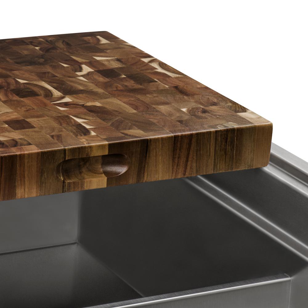 Ruvati 17 x 16 x 2 inch thick End-Grain Acacia Cutting Board. Picture 3