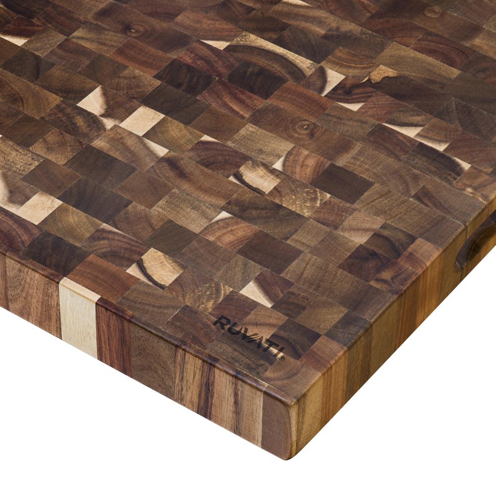Ruvati 17 x 16 x 2 inch thick End-Grain Acacia Cutting Board. Picture 4