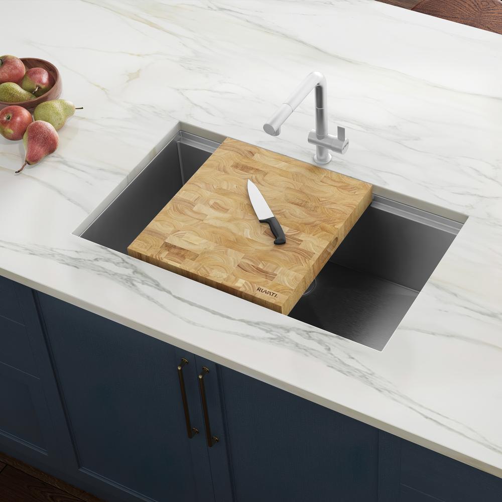 Ruvati 17 x 16 x 2 inch thick End-Grain French Oak Cutting Board. Picture 6