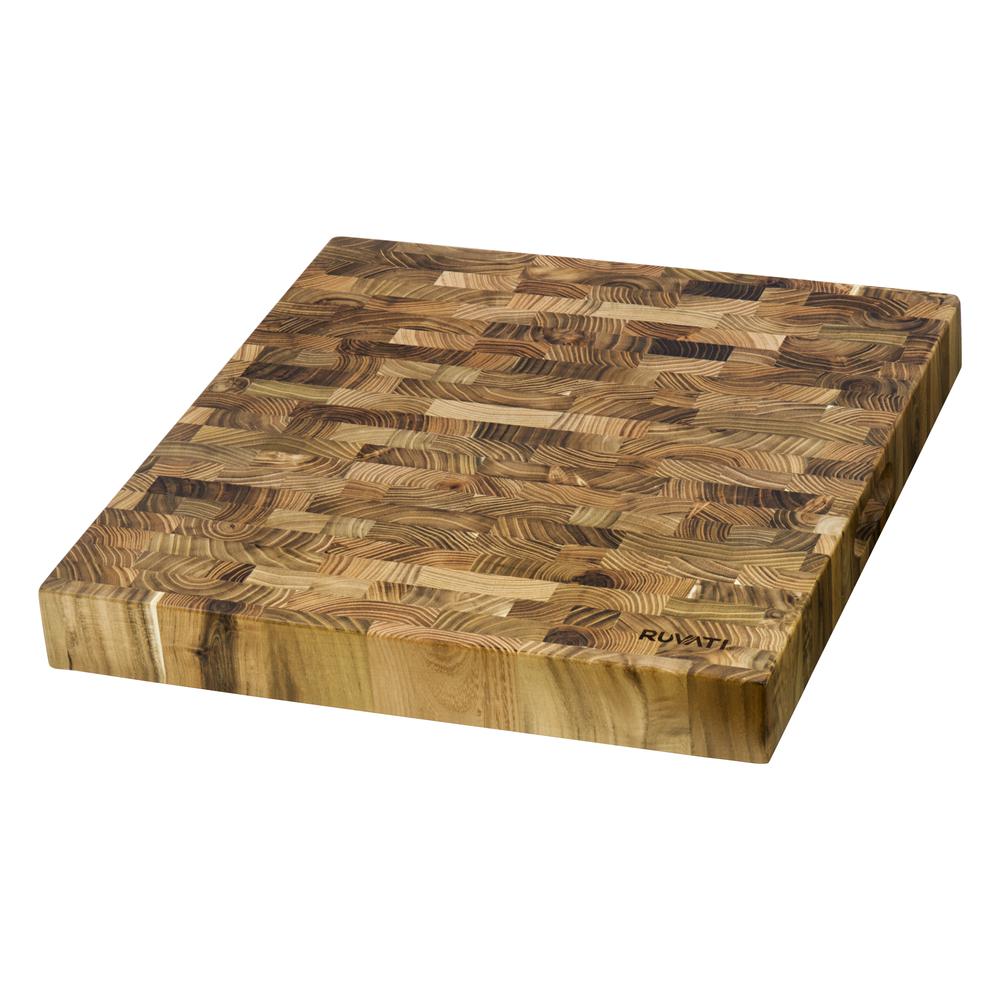 Ruvati 17 x 16 x 2 inch thick End-Grain Teak Workstation Cutting Board. Picture 1