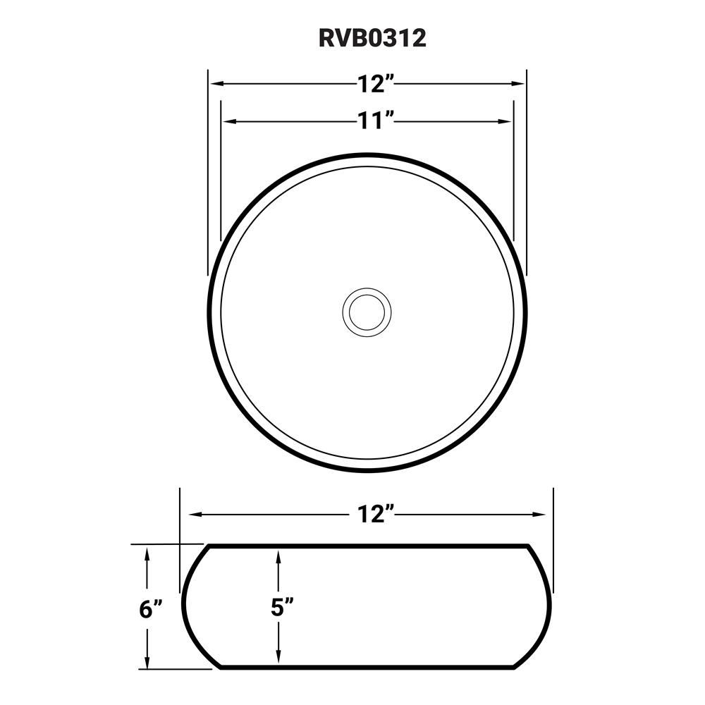 Ruvati 12 inch Bathroom Vessel Sink Round. Picture 6