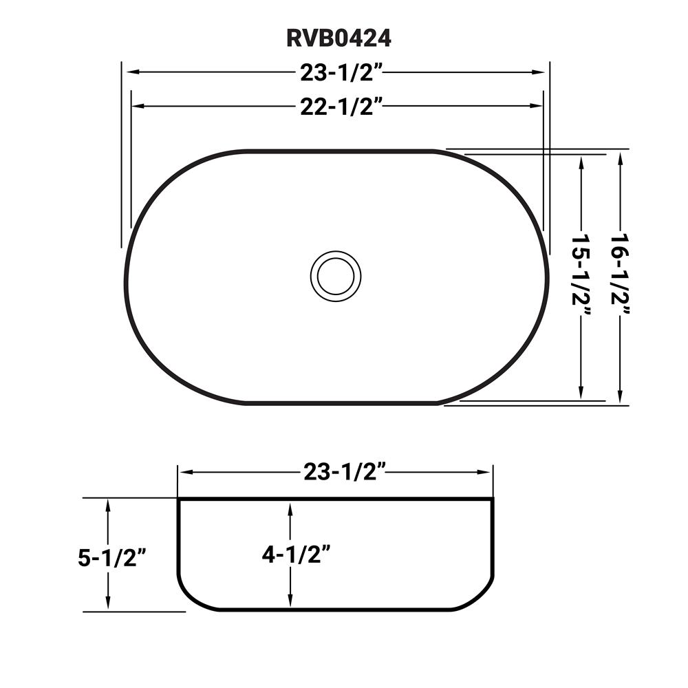 Ruvati 24 x 16 inch Bathroom Vessel Sink. Picture 6