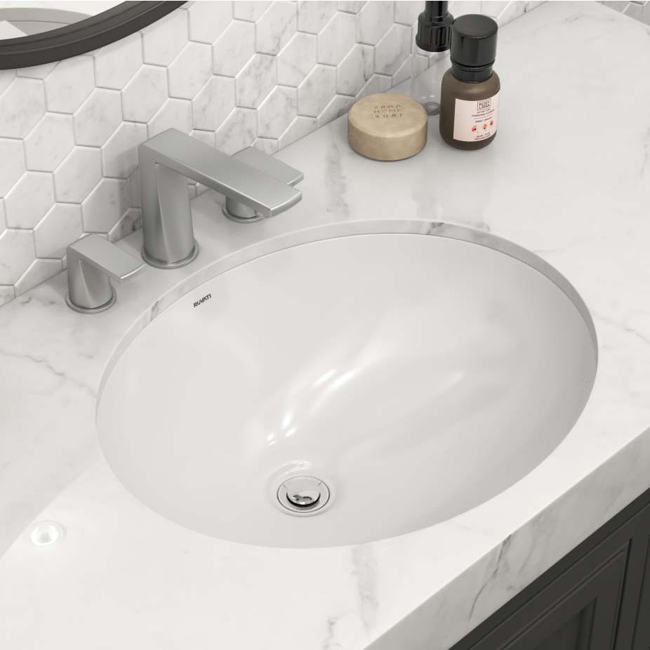 Ruvati 16 x 13 inch Undermount Bathroom Sink White. Picture 7