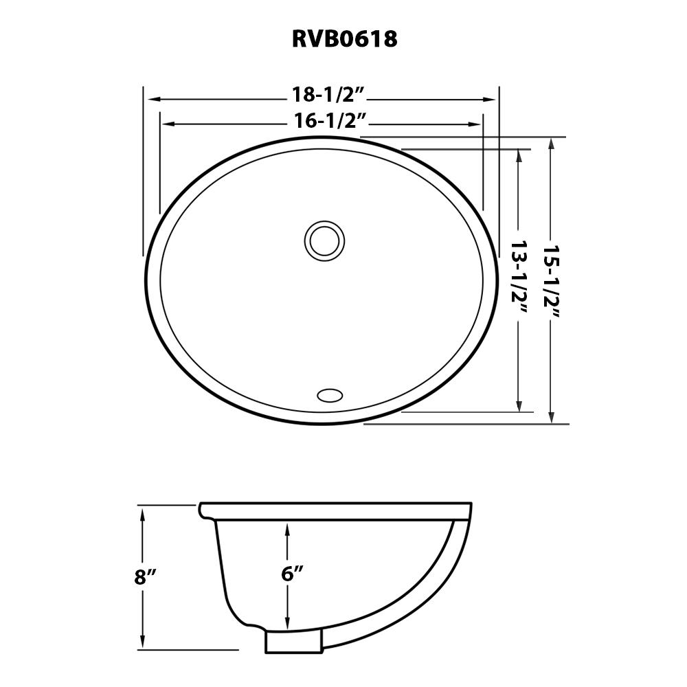Ruvati 16 x 13 inch Undermount Bathroom Sink White. Picture 6