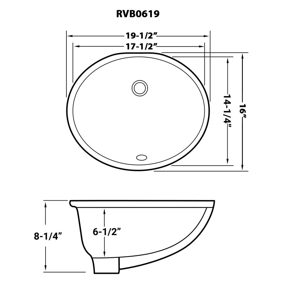Ruvati 17 x 14 inch Undermount Bathroom Vanity Sink. Picture 6