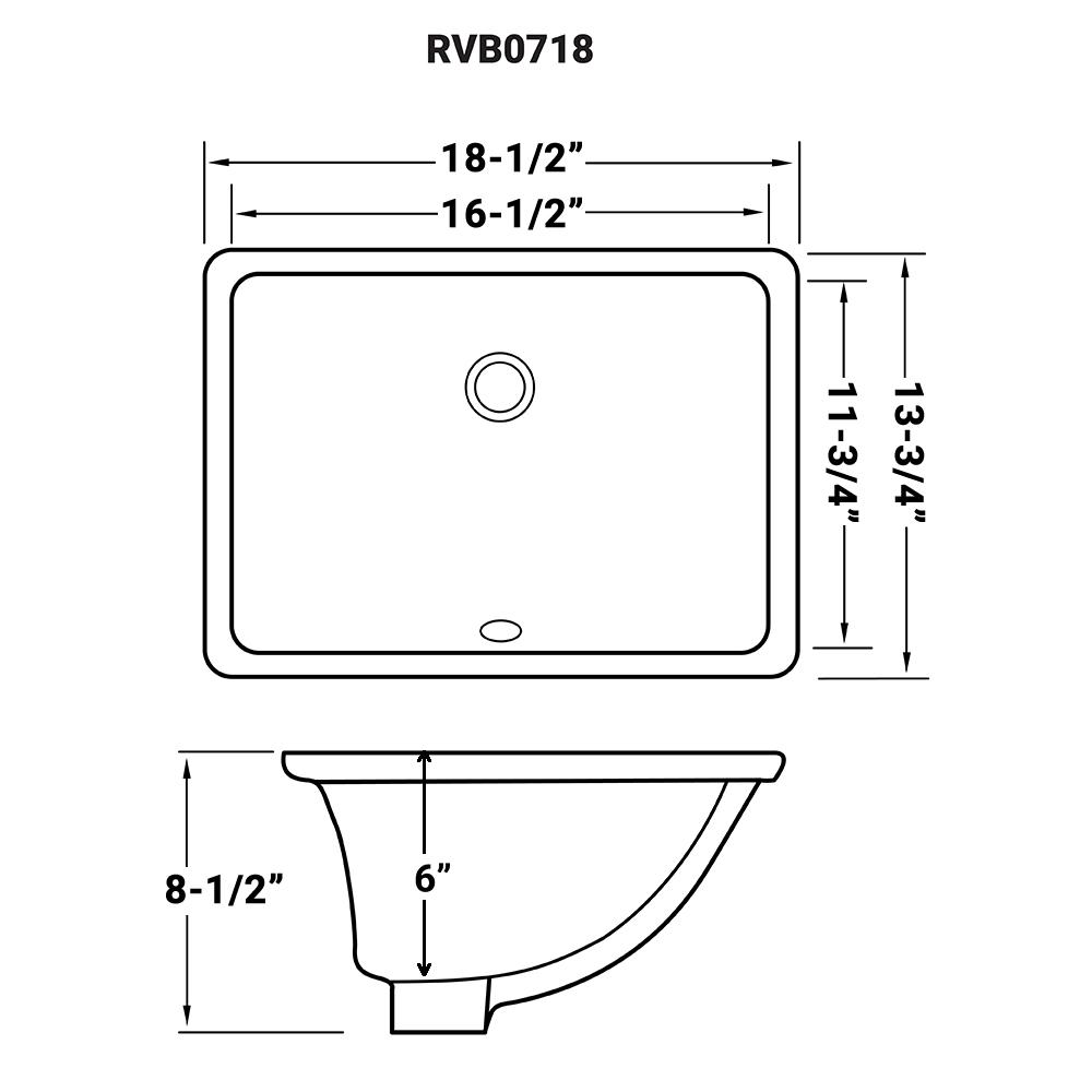 Ruvati 17 x 12 inch Undermount Bathroom Vanity Sink. Picture 8