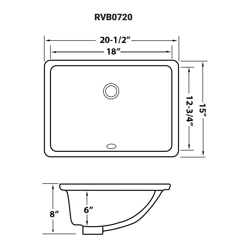 Ruvati 18 x 13 inch Undermount Bathroom Sink. Picture 6