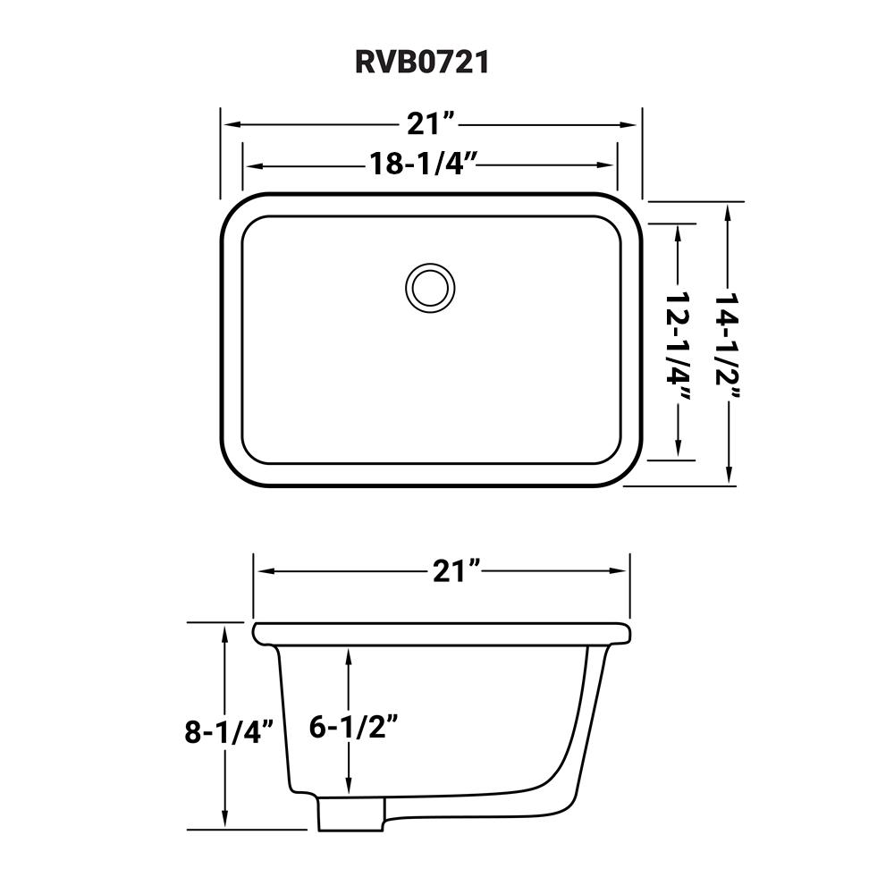 Ruvati 18 x 12 inch Undermount Bathroom Vanity Sink. Picture 6