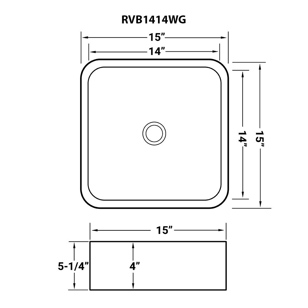 Ruvati 15 x 15 inch Bathroom Vessel Sink. Picture 7