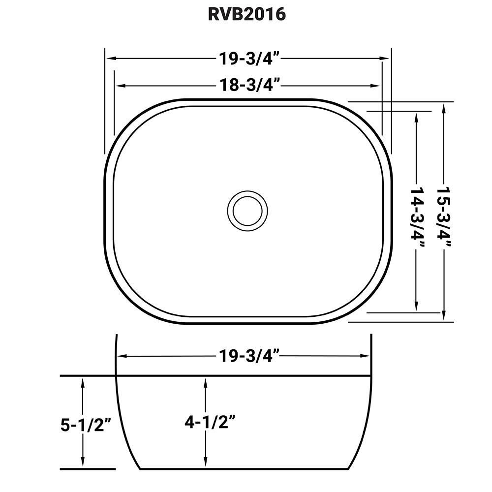Ruvati 20 x 16 inch Bathroom Vessel Sink. Picture 8