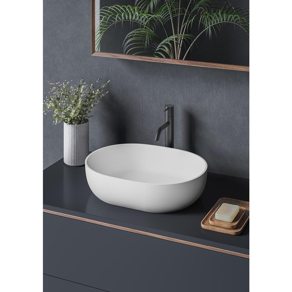 Ruvati 19-inch Matte White epiStone Solid Surface Modern Bathroom Vessel Sink. Picture 2