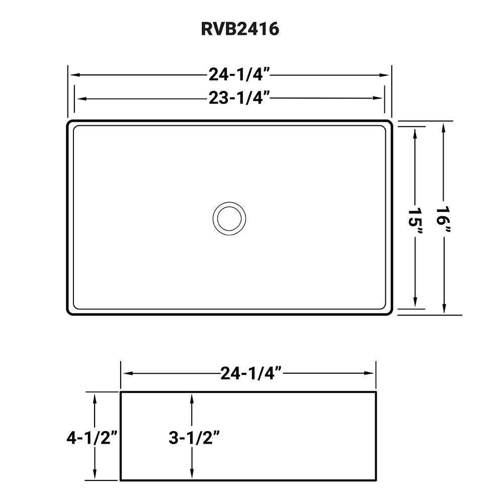 Ruvati 24 x 16 inch Bathroom Vessel Sink. Picture 3