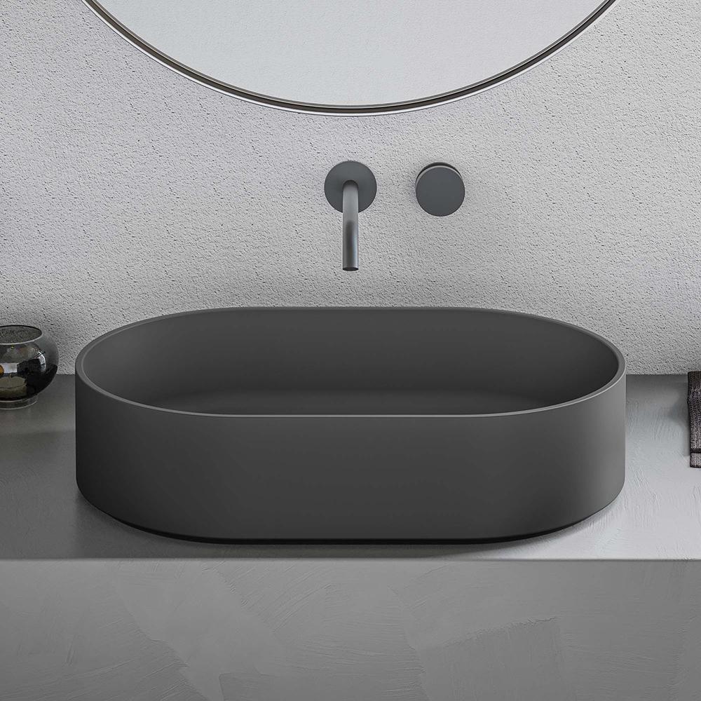 Ruvati 23-inch Matte Black epiStone Solid Surface Modern Bathroom Vessel Sink. Picture 1