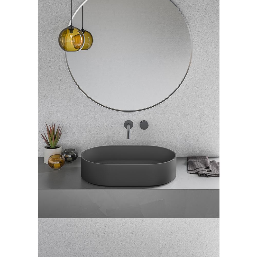 Ruvati 23-inch Matte Black epiStone Solid Surface Modern Bathroom Vessel Sink. Picture 2