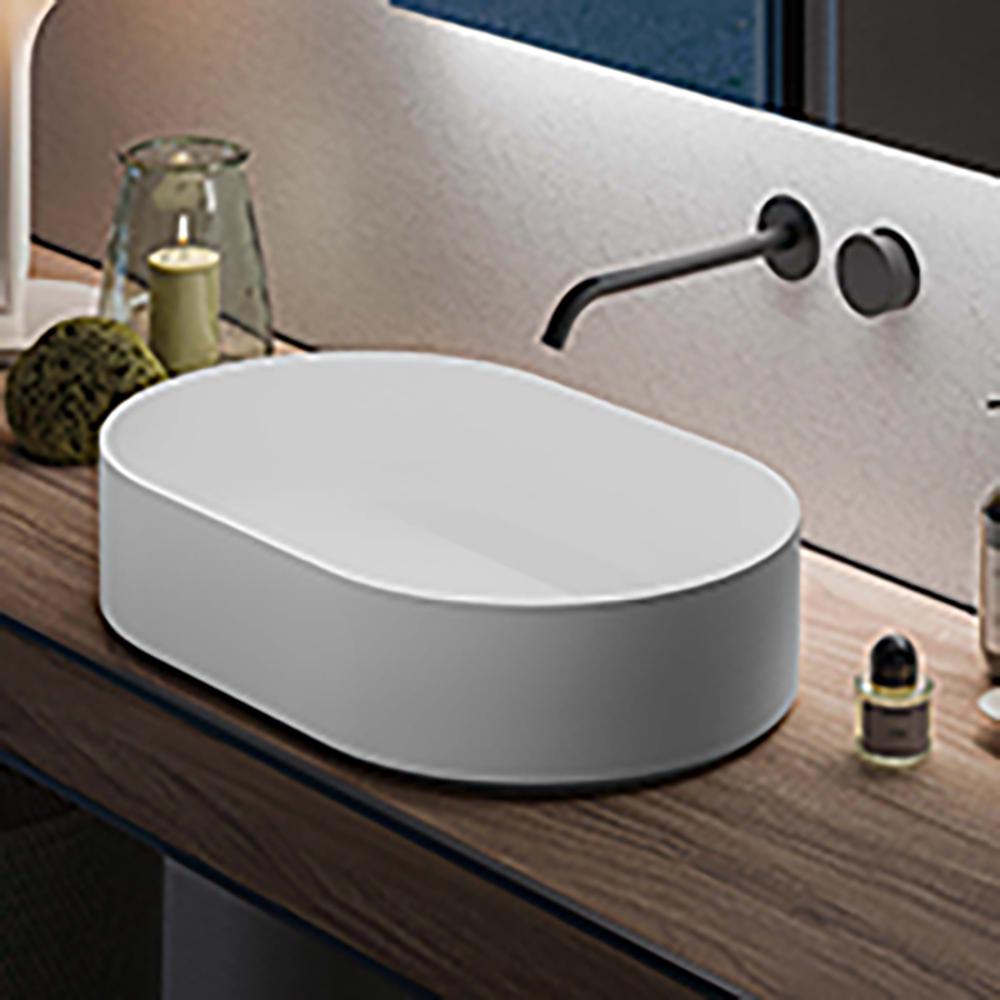 Ruvati 23-inch Matte White epiStone Solid Surface Modern Bathroom Vessel Sink. Picture 1