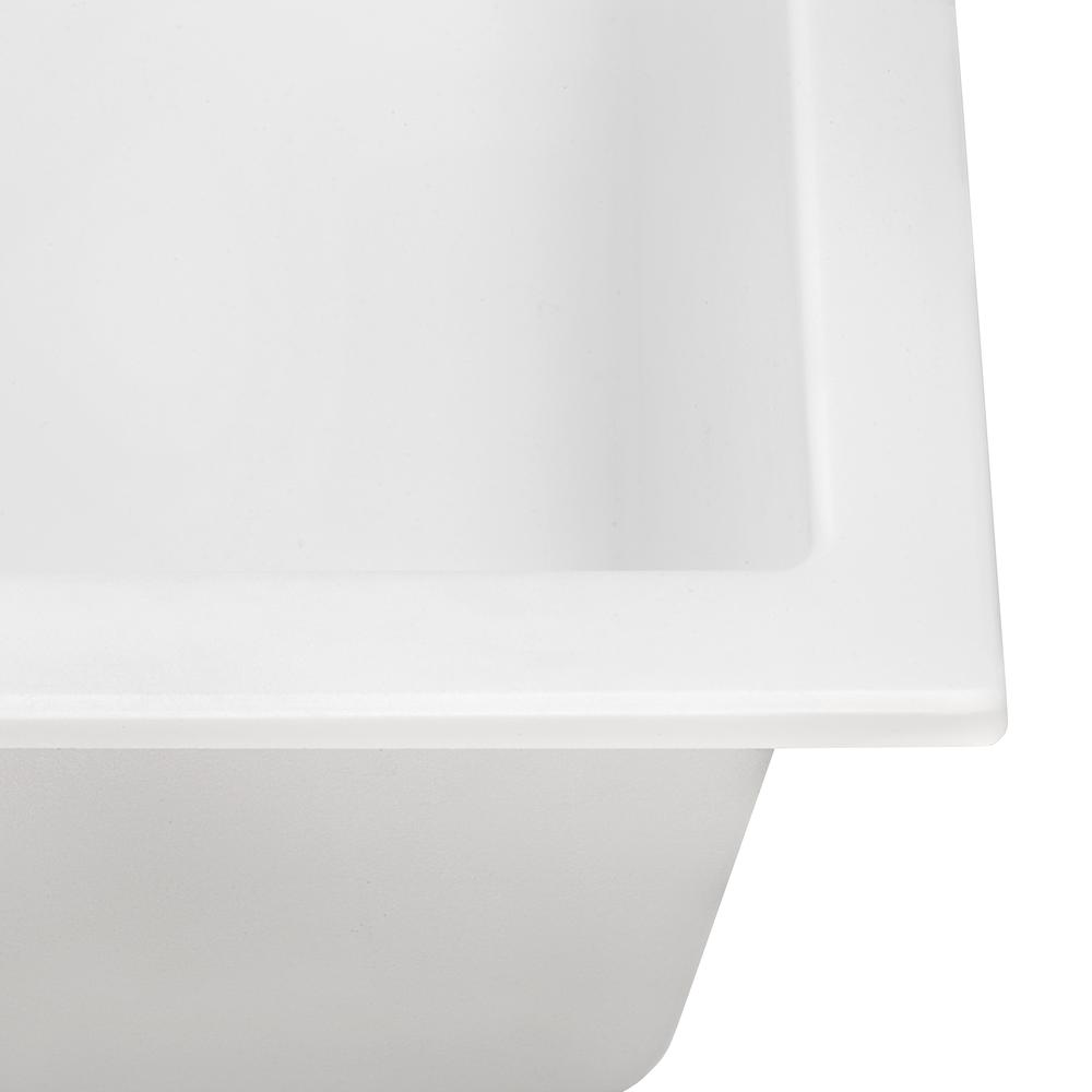 Drop-in Topmount Granite Composite Single Bowl Kitchen Sink - Arctic White. Picture 5