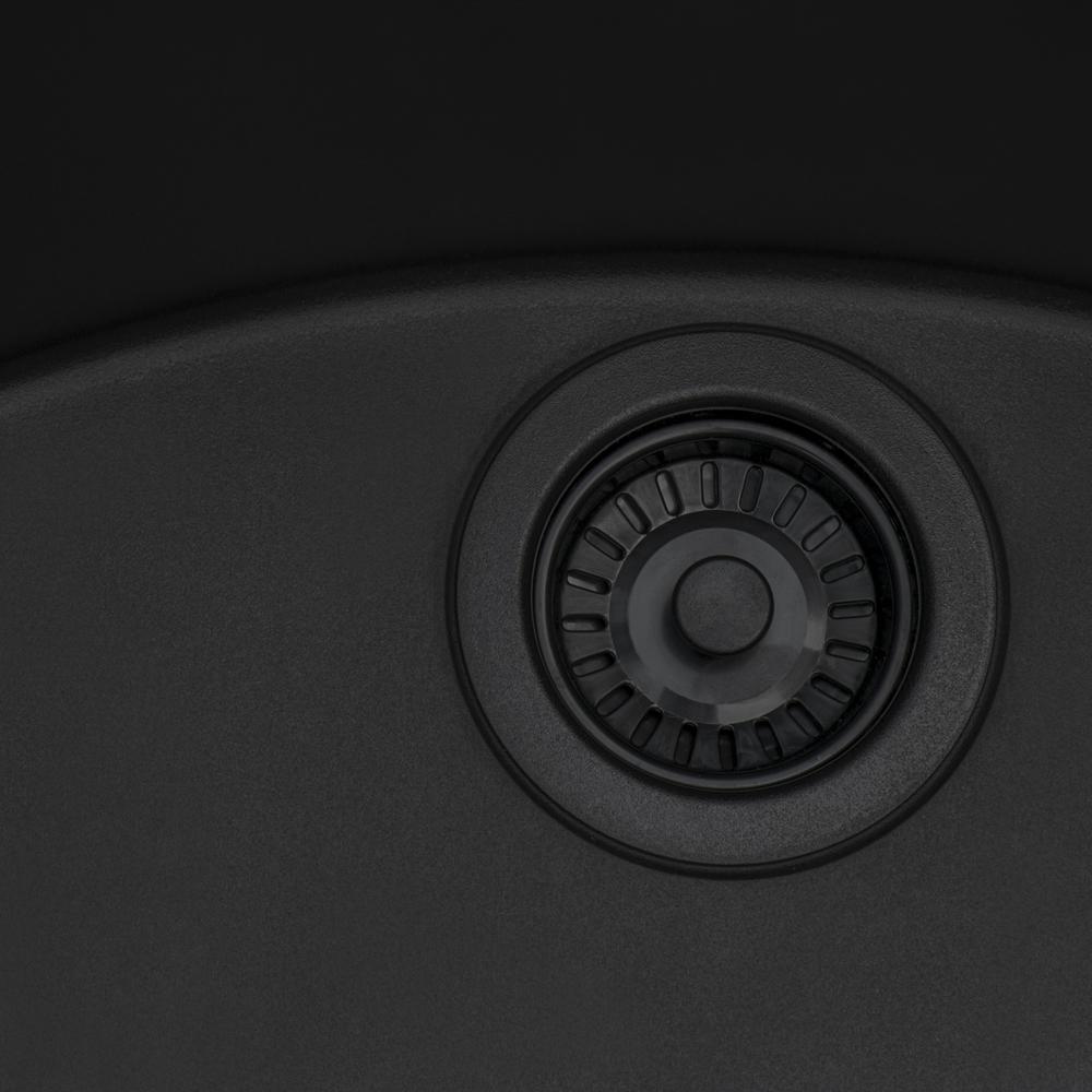 Drop-in Topmount Granite Composite Single Bowl Kitchen Sink - Midnight Black. Picture 6