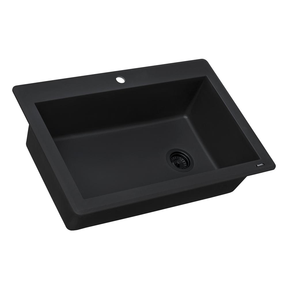 Ruvati 33 x 22 inch epiGranite Drop-in Topmount Single Bowl Kitchen Sink. Picture 4