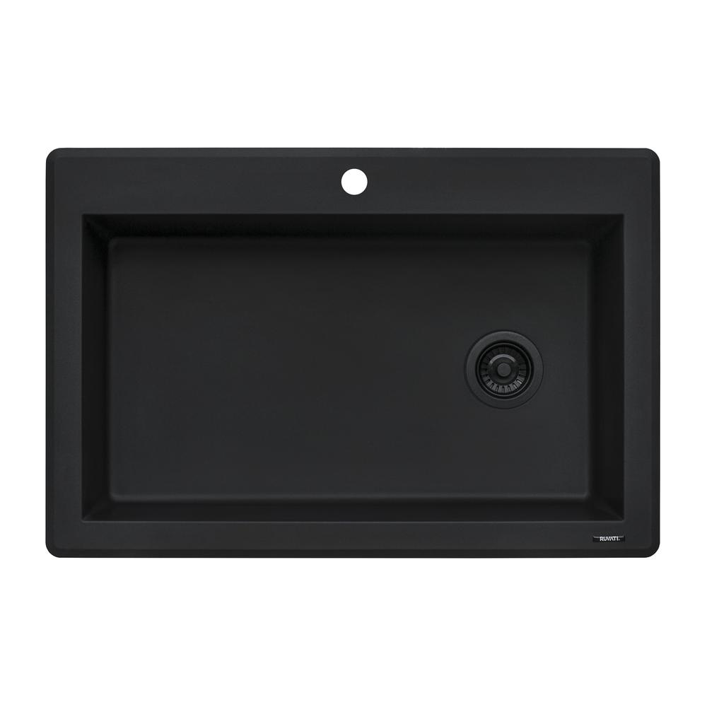 Ruvati 33 x 22 inch epiGranite Drop-in Topmount Single Bowl Kitchen Sink. Picture 5