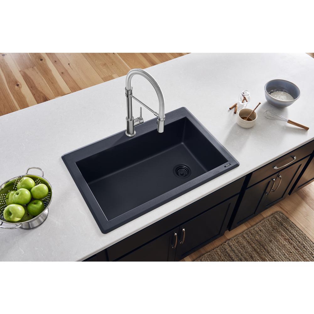 Ruvati 33 x 22 inch epiGranite Drop-in Topmount Single Bowl Kitchen Sink. Picture 12