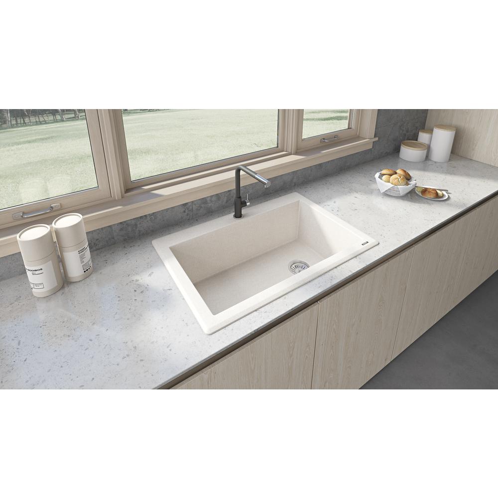Ruvati 33 x 22 inch epiGranite Drop-in Topmount Single Bowl Kitchen Sink. Picture 4