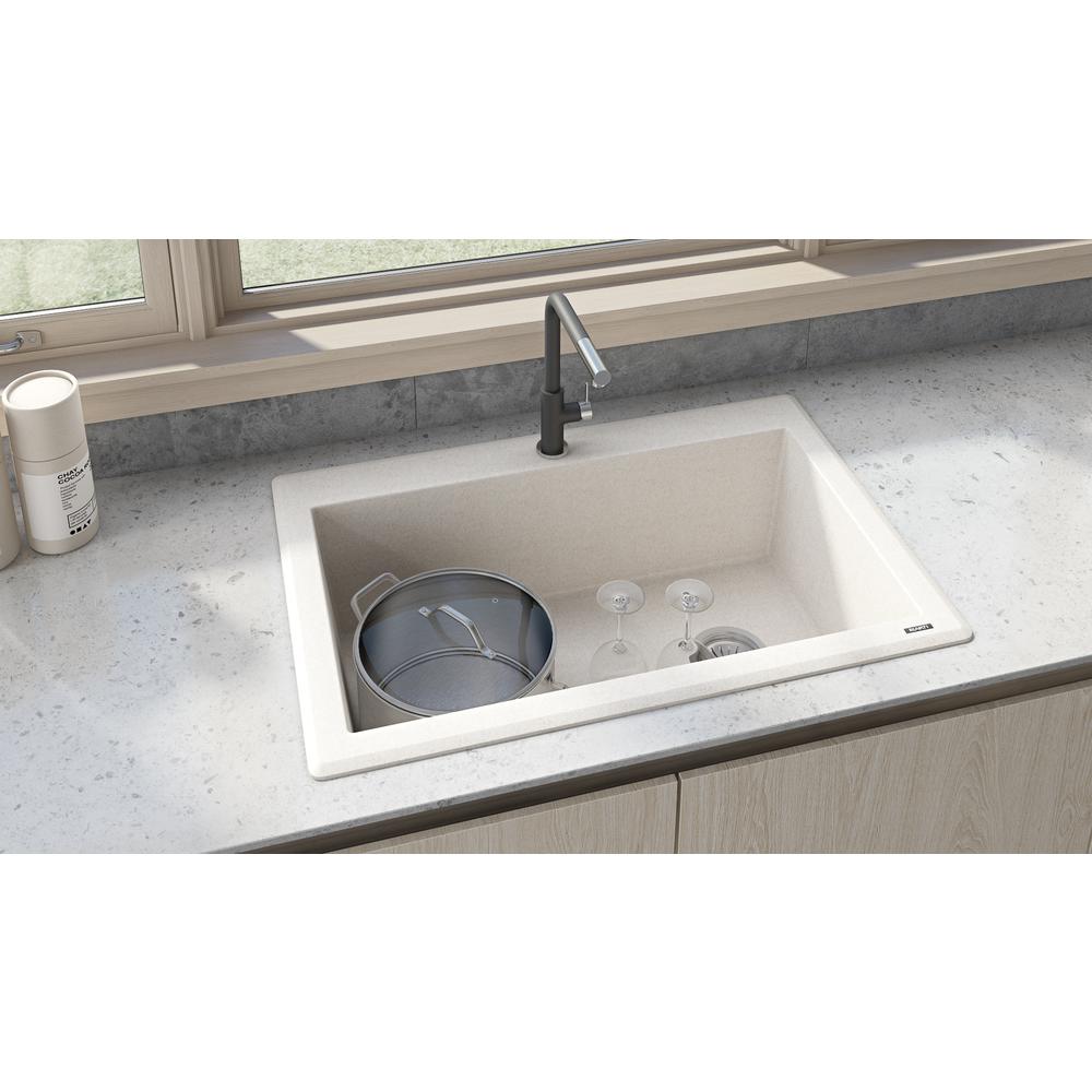 Ruvati 33 x 22 inch epiGranite Drop-in Topmount Single Bowl Kitchen Sink. Picture 8