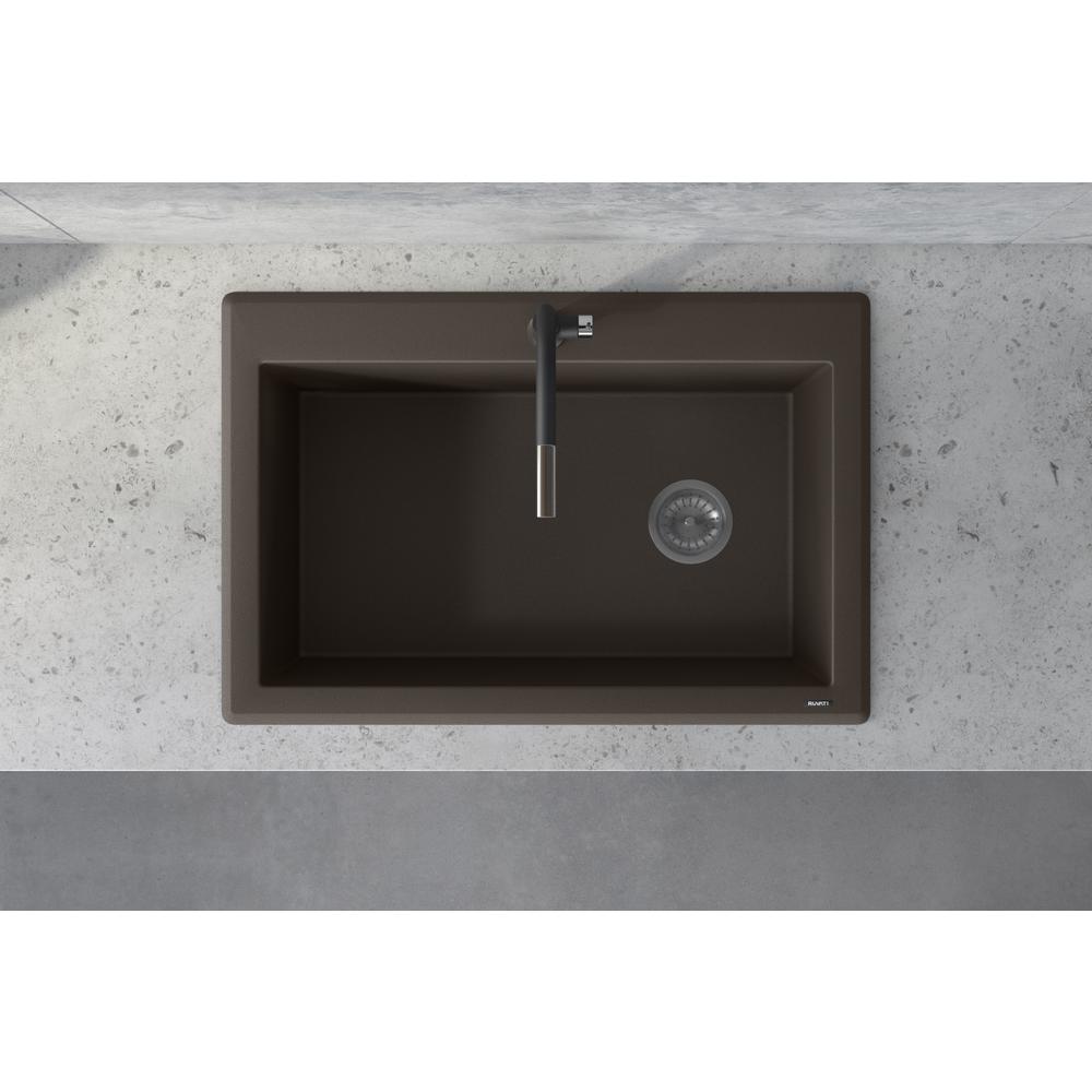 Ruvati 33 x 22 inch epiGranite Drop-in Topmount Single Bowl Kitchen Sink. Picture 6