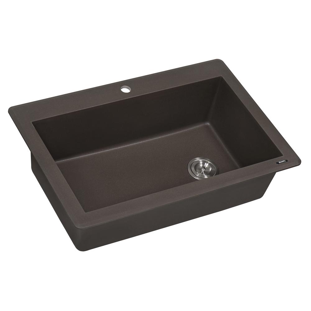 Ruvati 33 x 22 inch epiGranite Drop-in Topmount Single Bowl Kitchen Sink. Picture 3