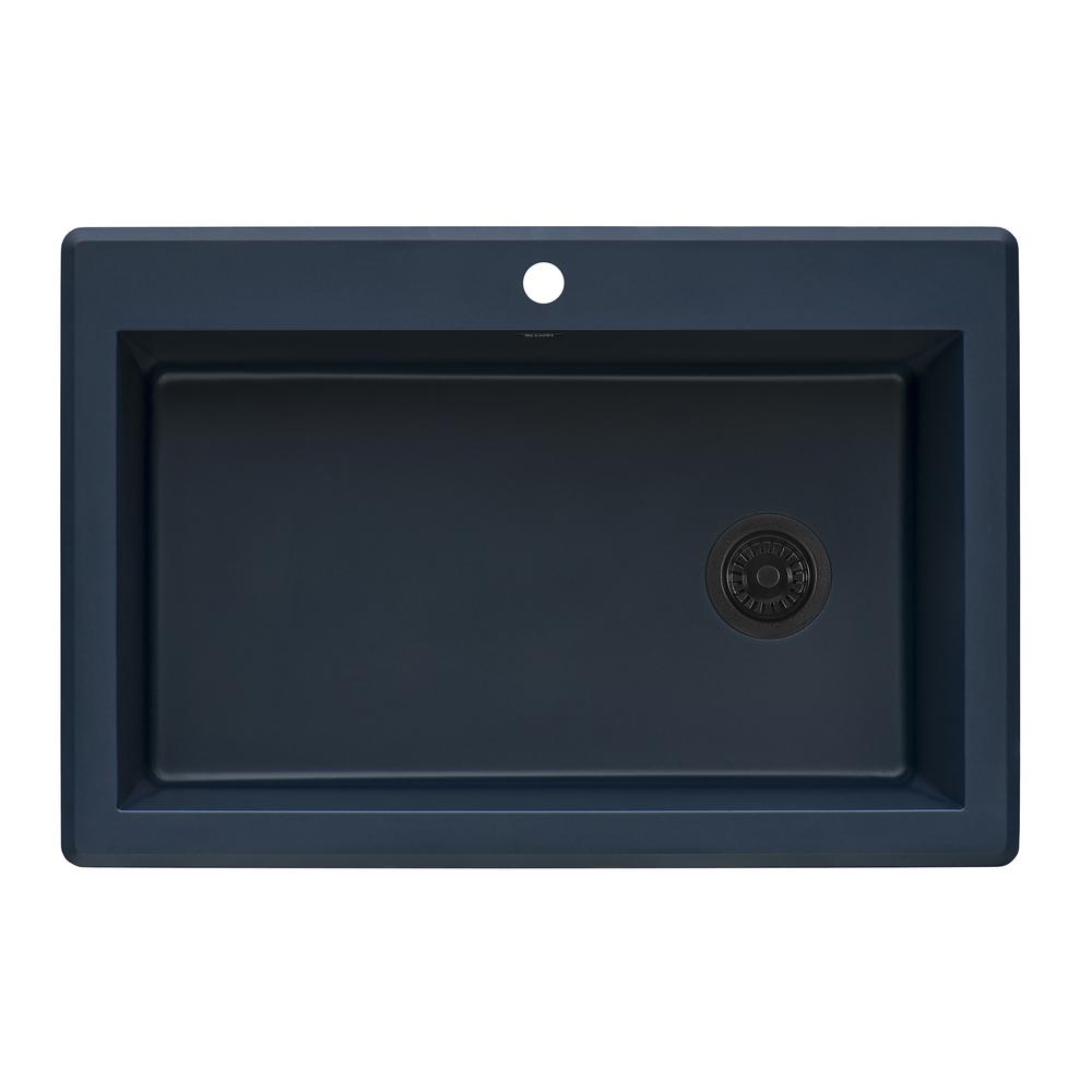 Ruvati 33 x 22 inch Drop-in Topmount Single Bowl Kitchen Sink Catalina Blue. Picture 1