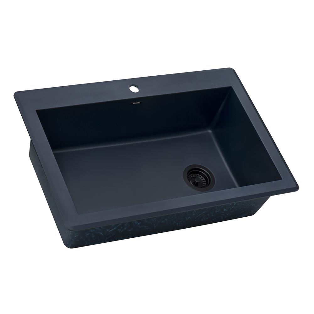 Ruvati 33 x 22 inch Drop-in Topmount Single Bowl Kitchen Sink Catalina Blue. Picture 2