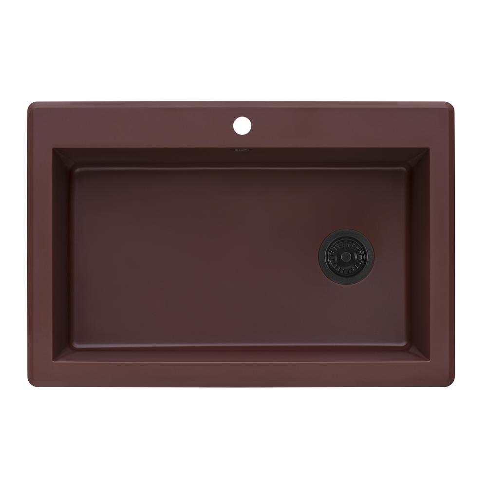 Ruvati 33 x 22 inch Drop-in Topmount Single Bowl Kitchen Sink Carnelian Red. Picture 1