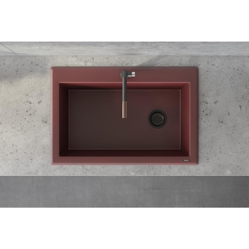 Ruvati 33 x 22 inch Drop-in Topmount Single Bowl Kitchen Sink Carnelian Red. Picture 6