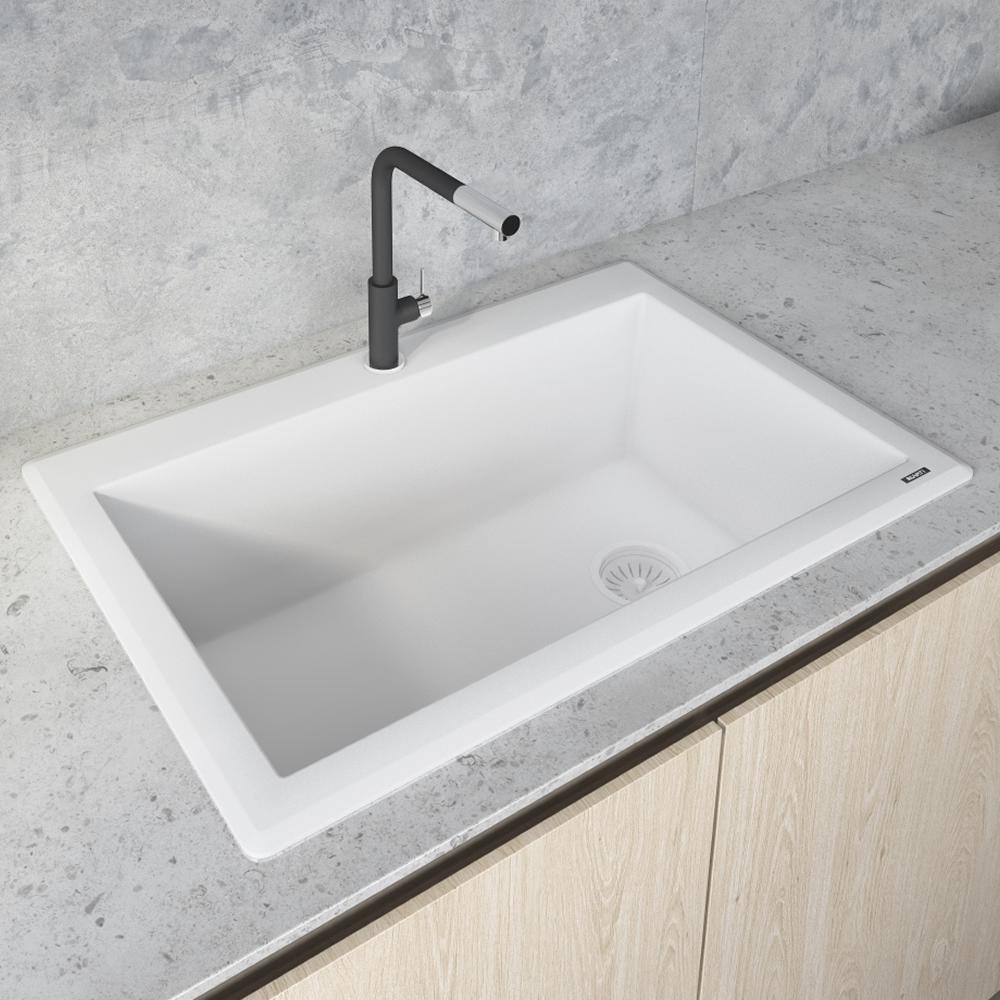 Ruvati 33 x 22 inch epiGranite Drop-in Topmount Single Bowl Kitchen Sink. Picture 1