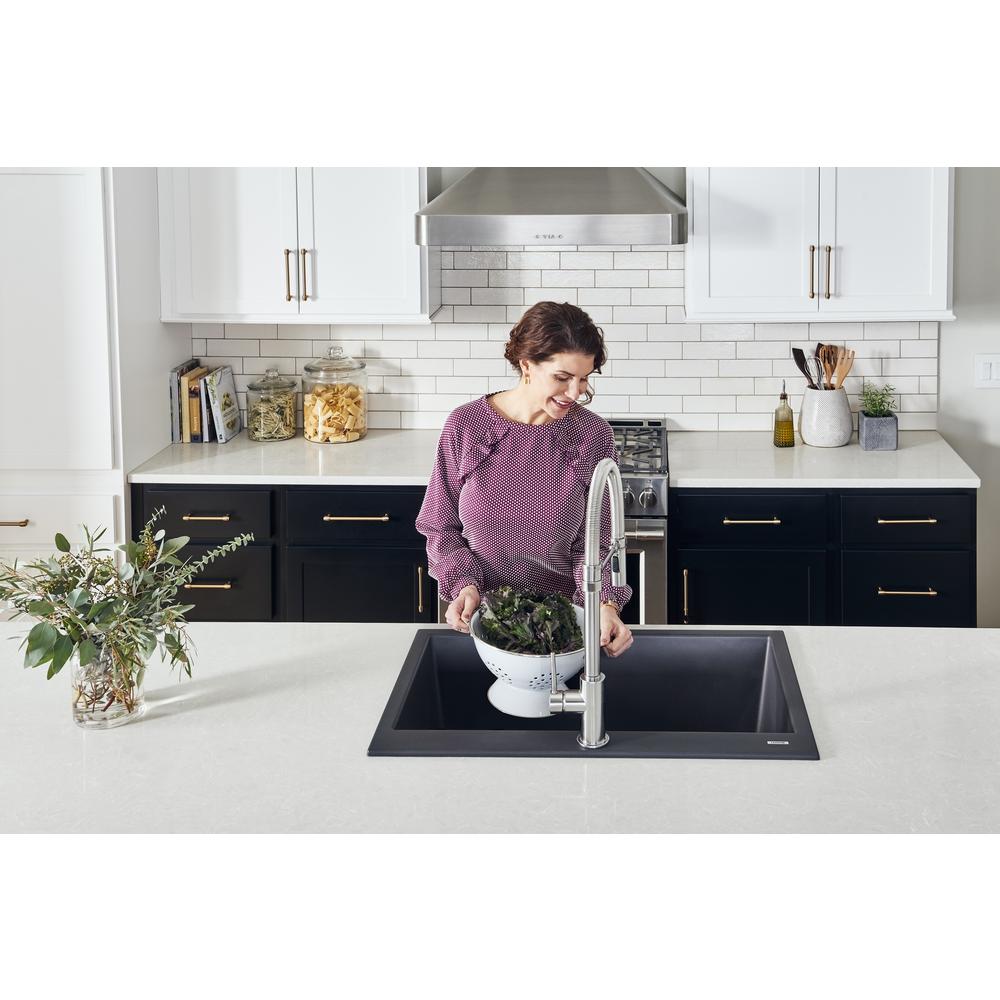 Ruvati 33 x 22 inch epiGranite Drop-in Topmount Single Bowl Kitchen Sink. Picture 5
