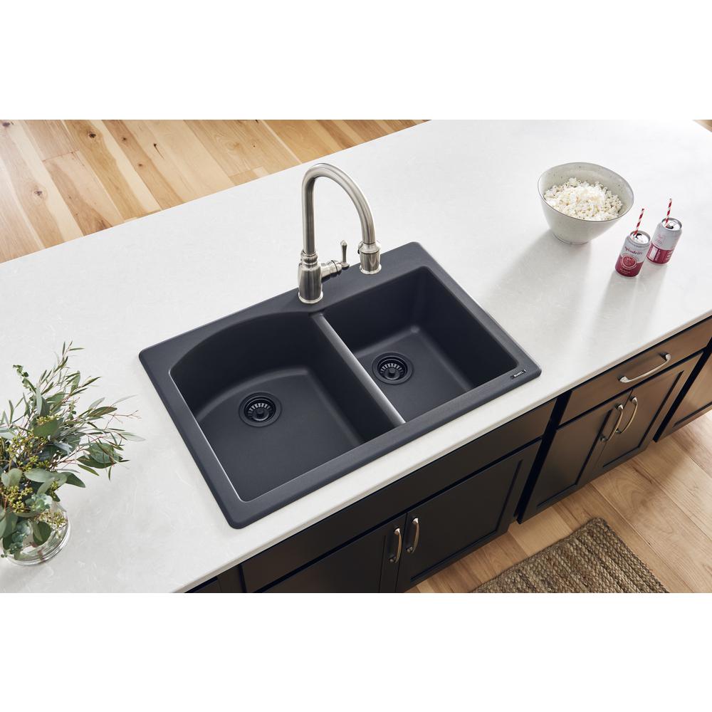 Ruvati 33 x 22 inch epiGranite Dual-Mount Double Bowl Kitchen Sink. Picture 5