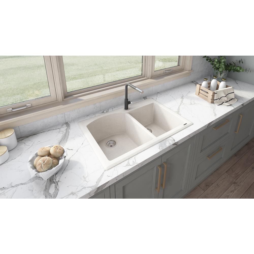 Ruvati 33 x 22 inch epiGranite Dual-Mount Double Bowl Kitchen Sink. Picture 7