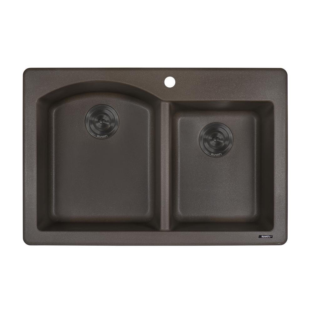 Ruvati 33 x 22 inch epiGranite Dual-Mount Double Bowl Kitchen Sink. Picture 5