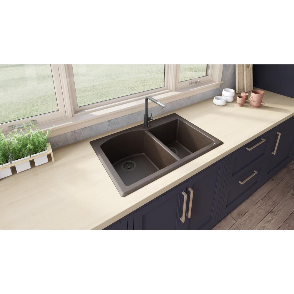 Ruvati 33 x 22 inch epiGranite Dual-Mount Double Bowl Kitchen Sink. Picture 8