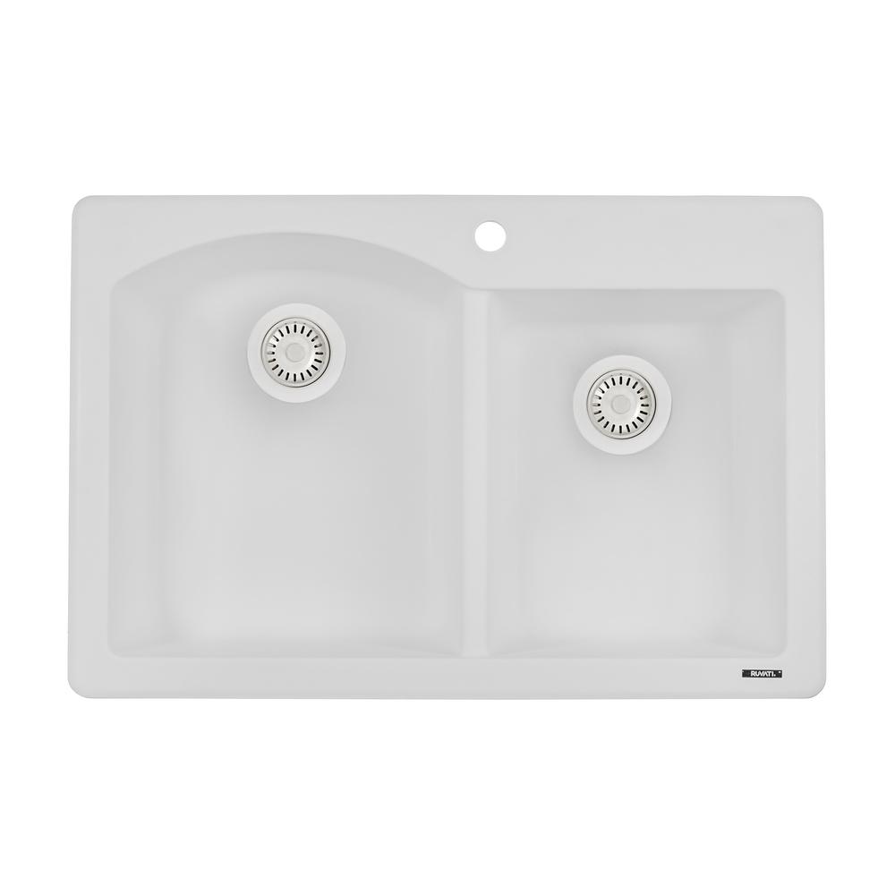 Ruvati 33 x 22 inch epiGranite Dual-Mount Double Bowl Kitchen Sink. Picture 3